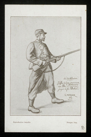 Scène patriotique : reproduction d'un dessin de Gustave Mohler.