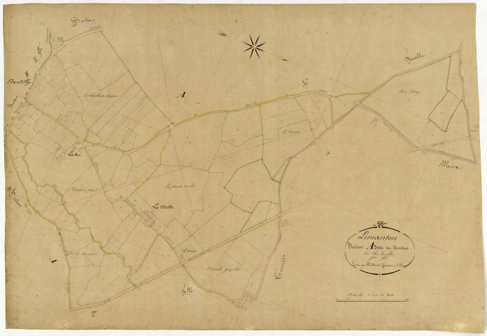 Limanton, cadastre ancien : plan parcellaire de la section A dite de Cordier, feuille 3