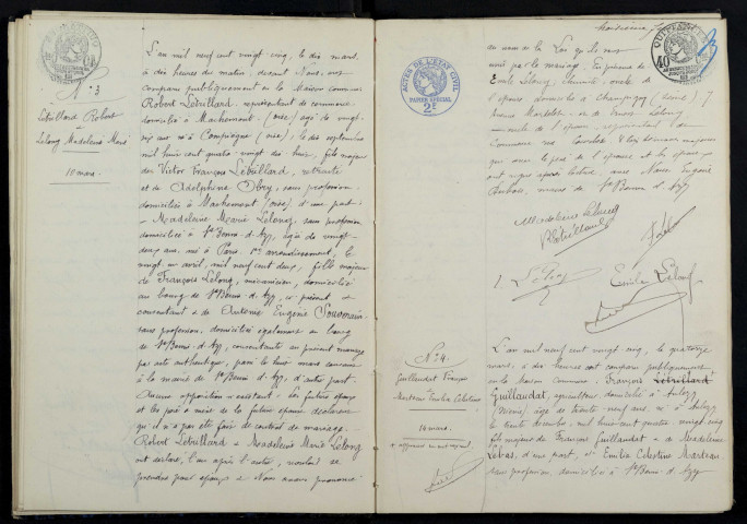 Saint-Benin-d'Azy : actes d'état civil (mariages).