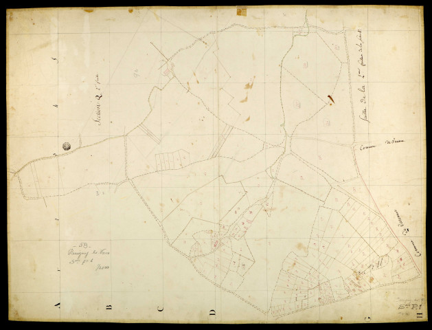 Parigny-les-Vaux, cadastre ancien : plan parcellaire de la section P, feuille 1