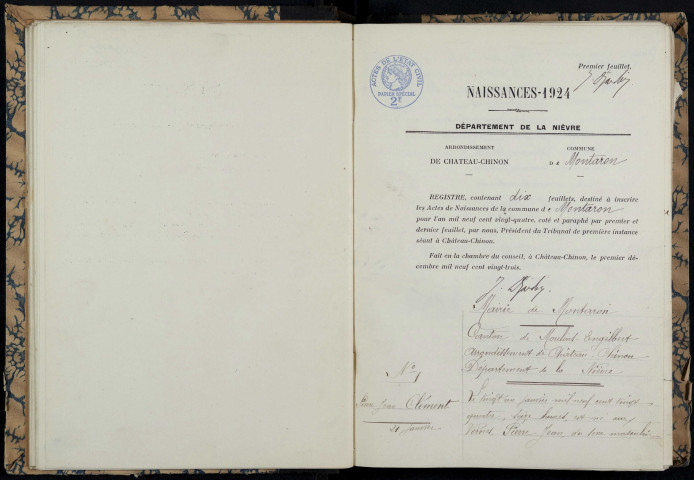 Montaron : actes d'état civil.