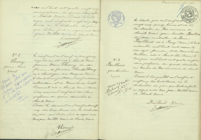 Sainte-Marie : actes d'état civil.