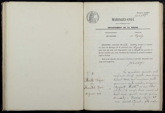 Cizely : actes d'état civil.