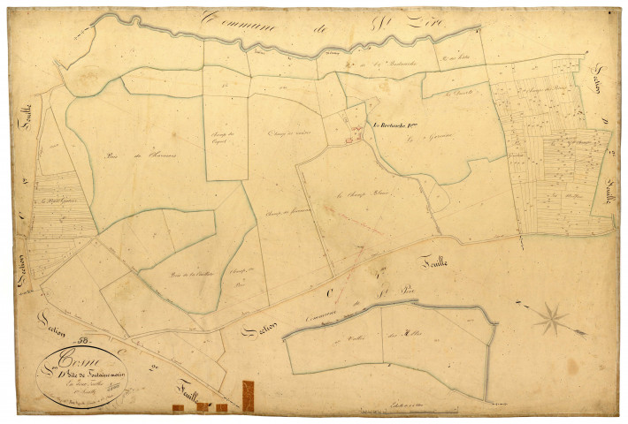 Cosne-sur-Loire, cadastre ancien : plan parcellaire de la section D dite de Fontaine-Morin, feuille 1