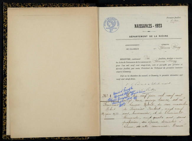 Chevannes-Changy : actes d'état civil.