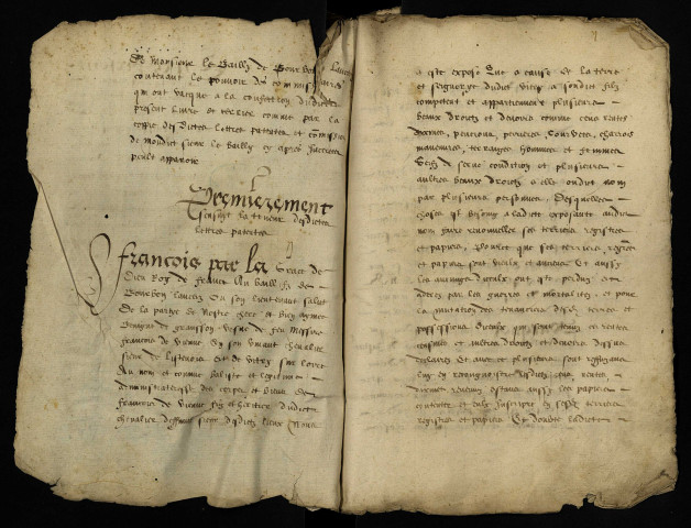 Terrier de la seigneurie de Vitry, pour Bénigne de Granson, tant en son nom qu'en qualité de baillistre de François dé Vienne, son fils, dressé par Antoine Jehannet et Benoît Picault, notaires en la chancellerie de Bourbon-Lancy : copie collationnée le 18 janvier 1576, à la suite de laquelle ont été reliées d'autres pièces.