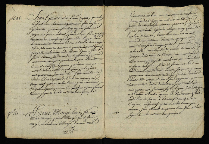 Extraits des terriers de Lenoble (1529) et Guyolot (1589) pour Jean et François de Damas, pour la seigneurie de Cervon et Tressoles, et de la foi et hommage de ceux-ci à noble J. de Pontailler, seigneur de Châtillon (1504).