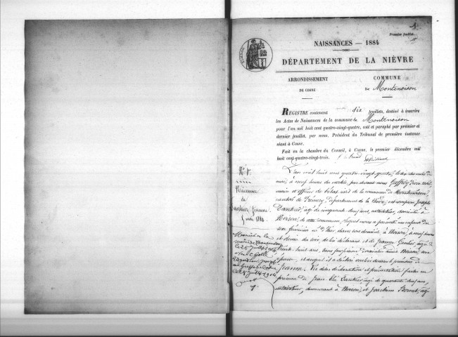 Montenoison : actes d'état civil.