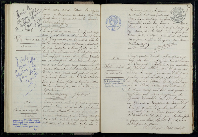 Dompierre-sur-Nièvre : actes d'état civil.