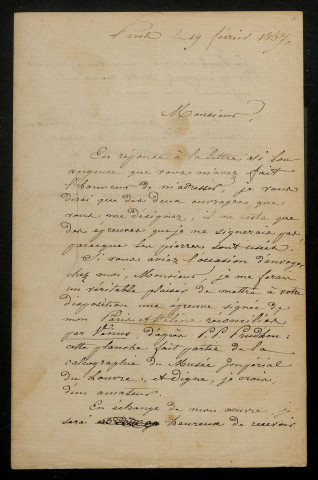 SOULANGE-TESSIER (Louis-Emmanuel), peintre (1814-1898) : 1 lettre.