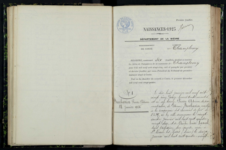 Champlemy : actes d'état civil.