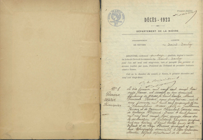 Saint-Saulge : actes d'état civil (décès).