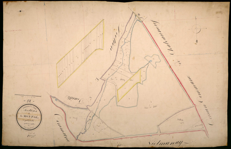 Sainte-Colombe-des-Bois, cadastre ancien : plan parcellaire de la section E dite de la Montoise, feuille 4
