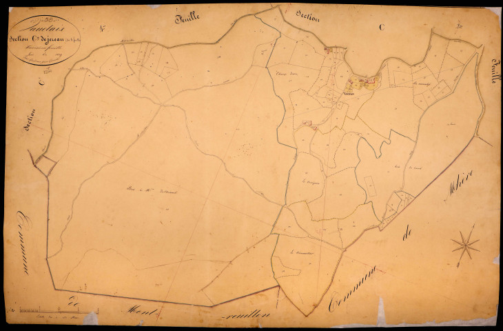 Vauclaix, cadastre ancien : plan parcellaire de la section C dite de Jerault, feuille 3