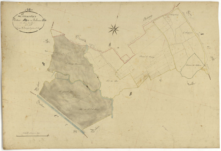 Limanton, cadastre ancien : plan parcellaire de la section B dite de Palluau, feuille 2