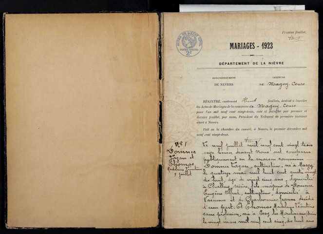 Magny-Cours : actes d'état civil.