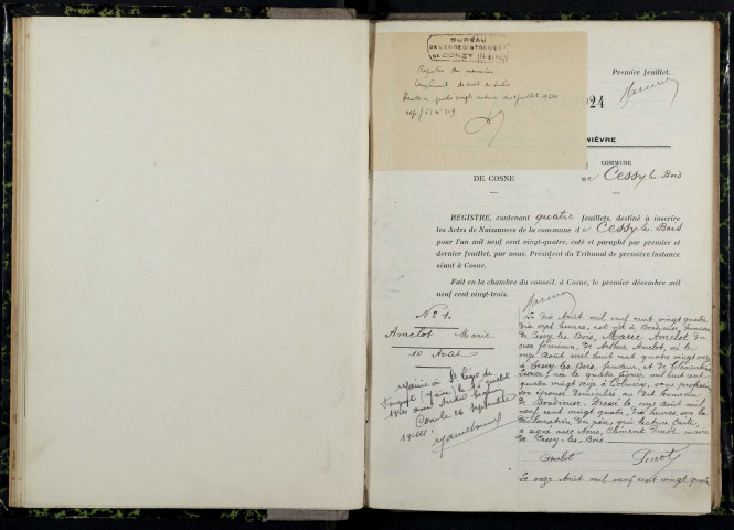 Cessy-les-Bois : actes d'état civil.