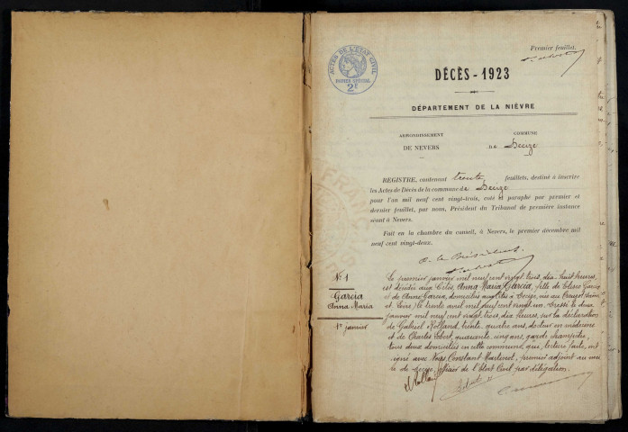 Decize : actes d'état civil (décès).