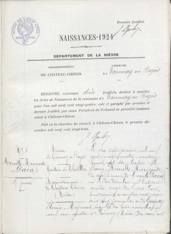 Tamnay-en-Bazois : actes d'état civil.