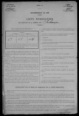 Sichamps : recensement de 1906