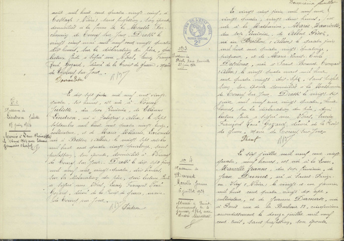 Toury-sur-Jour : actes d'état civil.