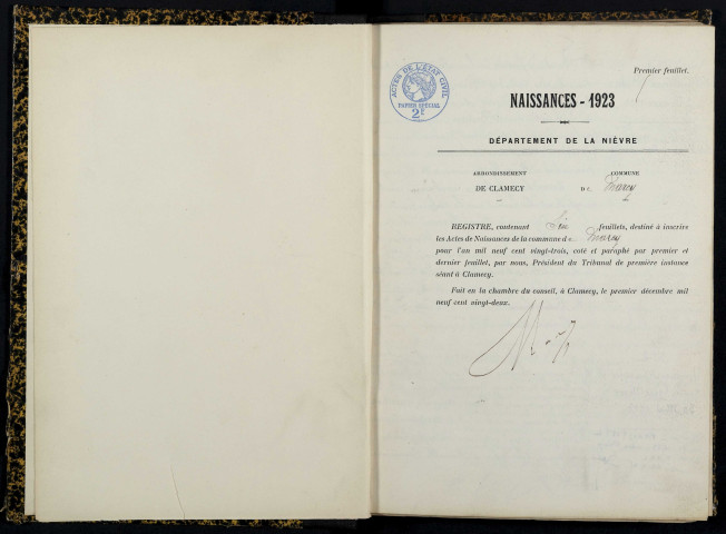 Marcy : actes d'état civil.