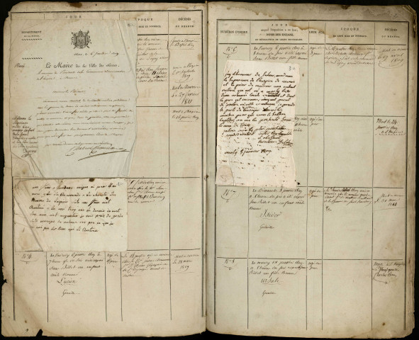 Enfants assistés, admission de 1809 à 1819 et suivi jusqu'à l'âge de sept ans : registre d'inscription.