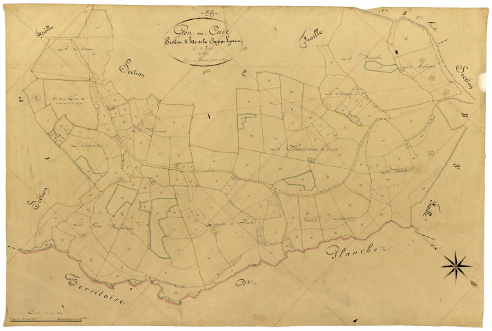 Gien-sur-Cure, cadastre ancien : plan parcellaire de la section A dite de la Couppe Lyonnet, feuille 3