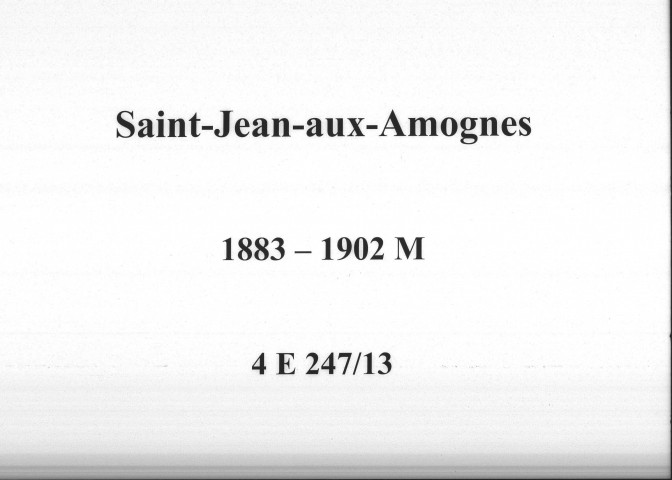 Saint-Jean-aux-Amognes : actes d'état civil (mariages).