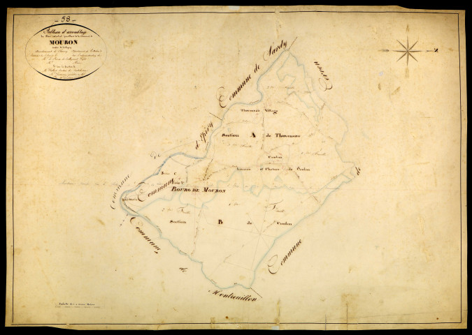 Mouron-sur-Yonne, cadastre ancien : tableau d'assemblage