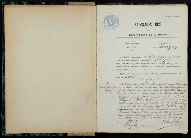 Pougny : actes d'état civil.