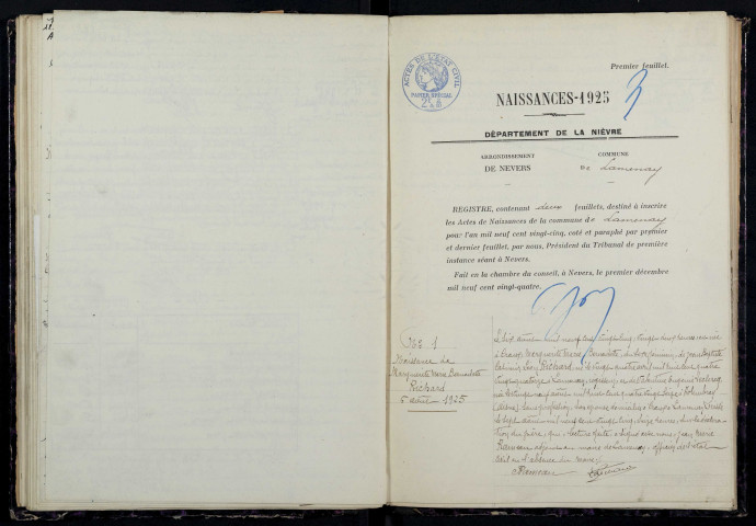 Lamenay-sur-Loire : actes d'état civil.