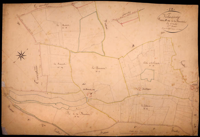 Vielmanay, cadastre ancien : plan parcellaire de la section B dite de la Bonneterie, feuille 4