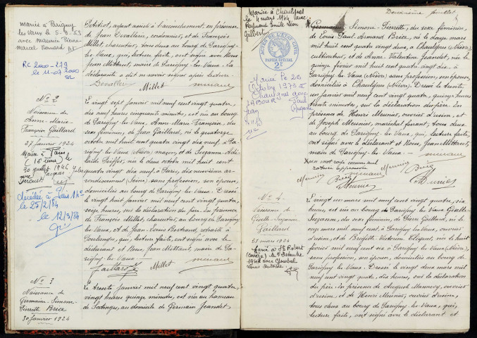 Parigny-les-Vaux : actes d'état civil.