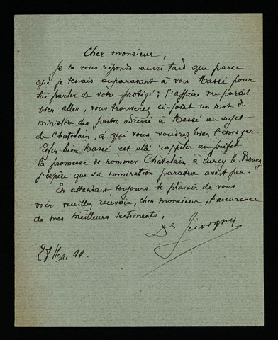 TURIGNY (Jean-Placide), homme politique (1822-1905) : 2 lettres.