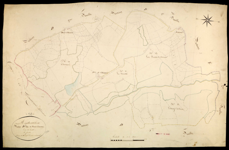 Montreuillon, cadastre ancien : plan parcellaire de la section D dite de Mont-Chanson, feuille 3