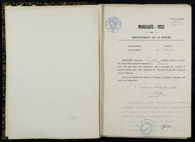 Beaulieu : actes d'état civil.