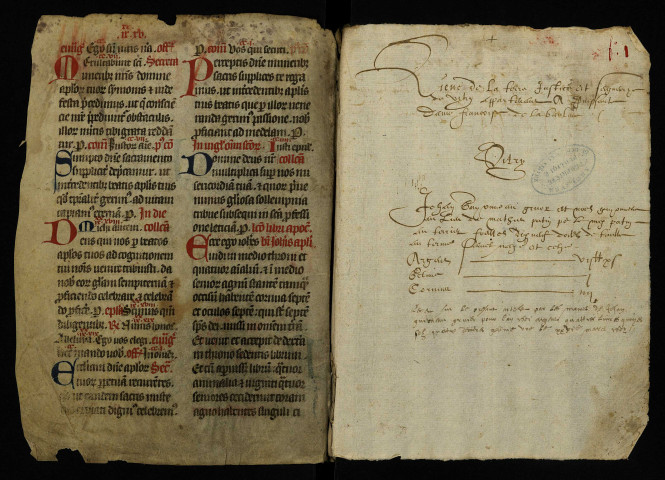 Recueil de lièves terrier. - « Liève de la terre, justice et seigneurye de Vitry appartenant à puissante dame Françoise de la Baulme ». Relevé des redevances dues d'après les indications d'un terrier perdu ; indication des tenanciers et de ceux qu'ils ont remplacés ; quelques mentions des recettes effectuées pour l'année 1601.