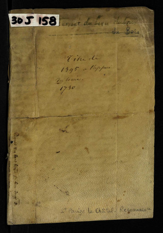 Terrier et reconnaissances du lieu de l'Hôtel du Bois, à Saint-Parize-le-Châtel.