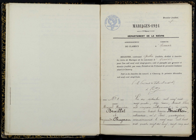 Armes : actes d'état civil.