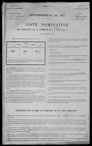 Villapourçon : recensement de 1911