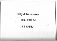 Billy-Chevannes : actes d'état civil (mariages).