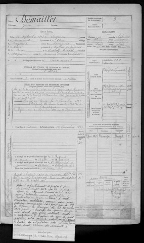 Bureau de Nevers, classe 1893 : fiches matricules n° 1 à 500
