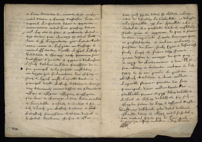 Biens et droits. - Rente annuelle constituée en 1609 par de Berault et consorts, amortissement par les ayant-droits en faveur de l'hôpital Saint-Didier de Nevers pour donation aux pauvres : copie d'une reconnaissance du 9 avril 1615.