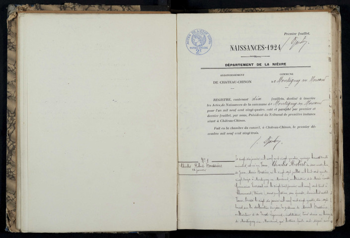 Montigny-en-Morvan : actes d'état civil.