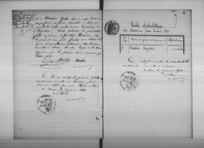 Nuars : actes d'état civil.