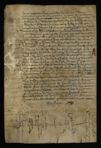 Vêtures et investitures. - Ursulines de Nevers, entrée de Charlotte Desprez fille du seigneur de Cougny (commune de Saint-Jean-aux-Amognes) : copie du contrat de pension du 4 avril 1667.