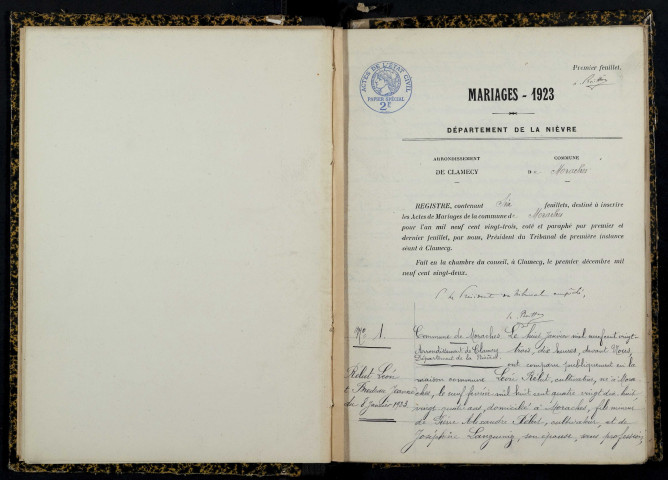 Moraches : actes d'état civil.