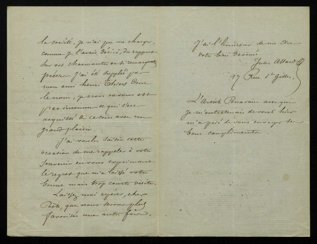 ALLARD (Jules), poète, Paris (1814-1889) : 6 lettres.