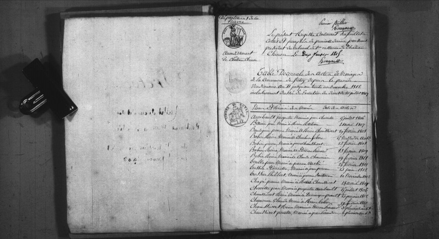 Lavault-de-Frétoy : tables décennales.